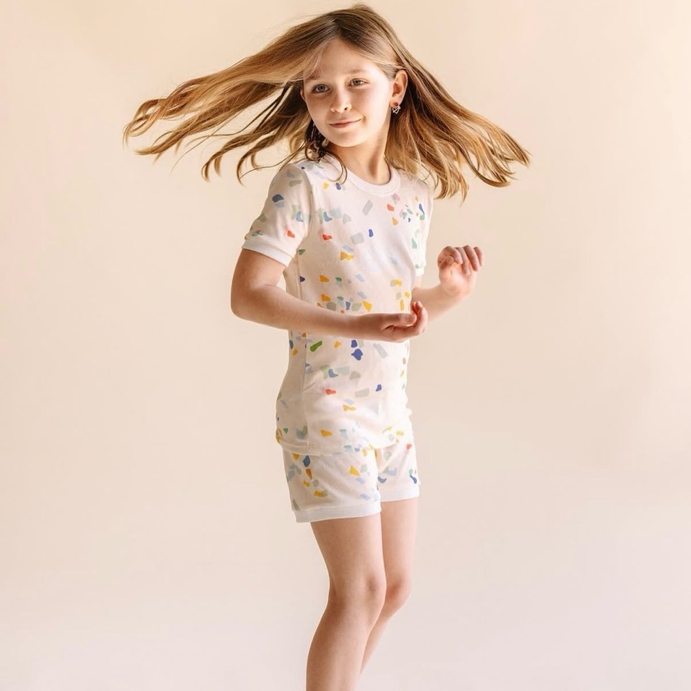 NWT La Paloma Kids Light Cream terazzo Pajama Set